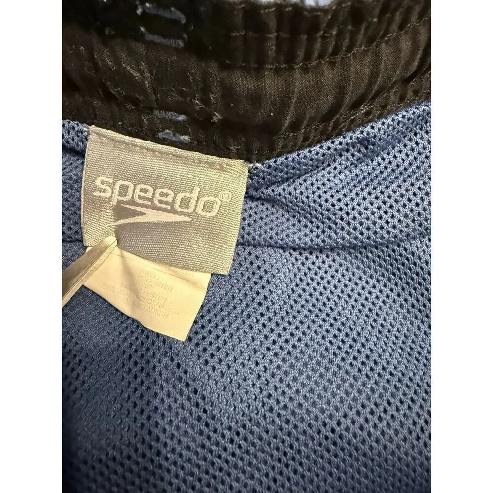 Speedo Swim Shorts Mens Size Large Blue Drawcord Mesh Lined